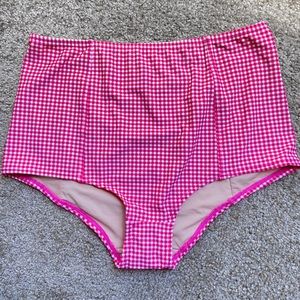 NWT J Crew Pink Checkered High Rise Bikini Bottoms